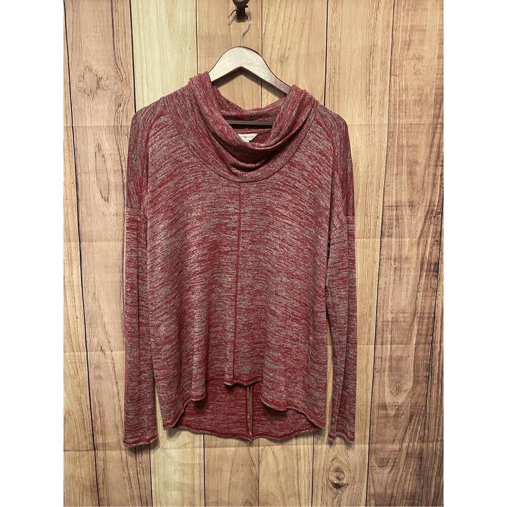 Lucky Lotus Medium red space dye cowl neck sweater